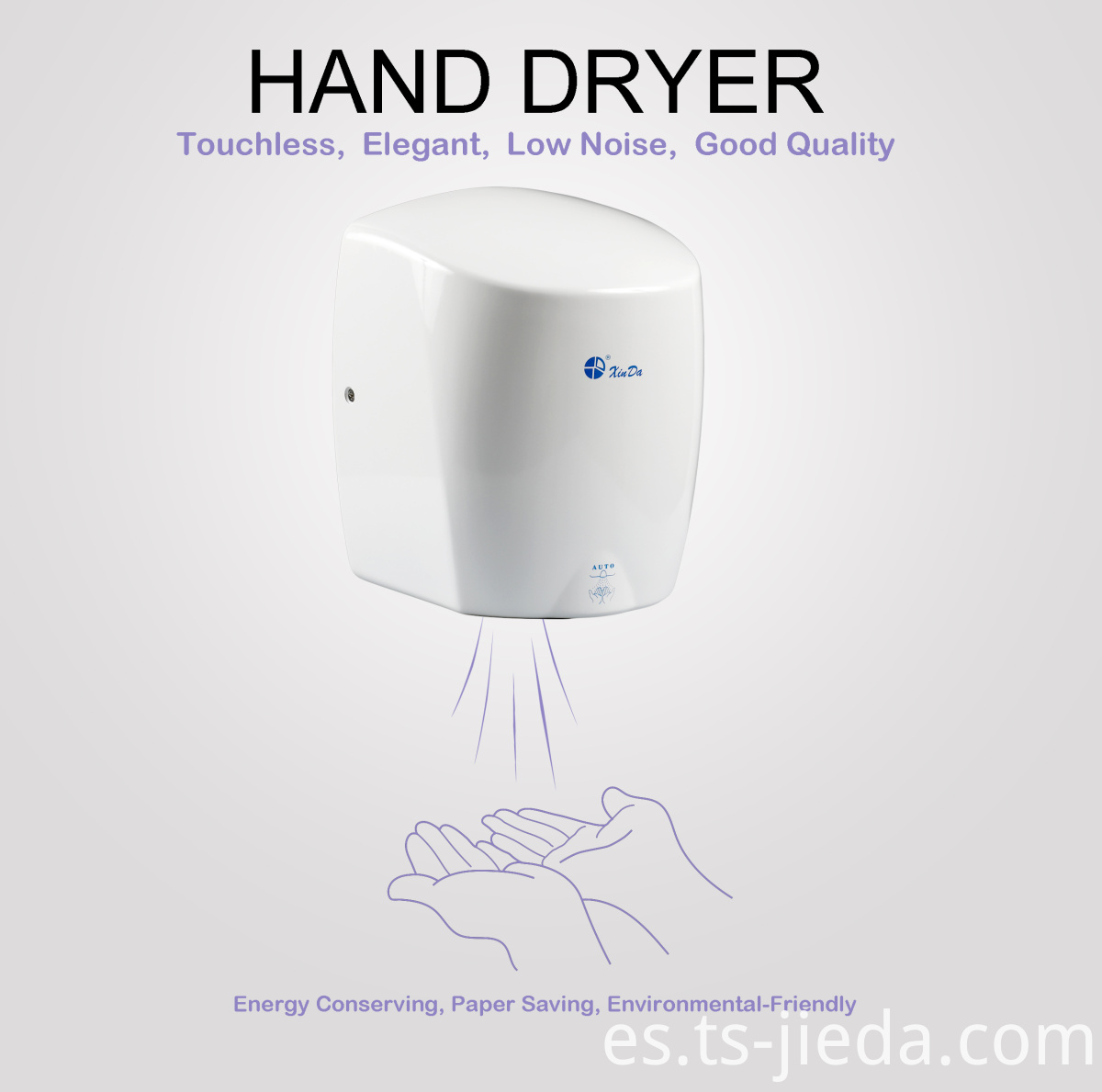 Secador de manos cilíndrico con sensor de infrarrojos Cylindrical hand dryer with infrared sensor